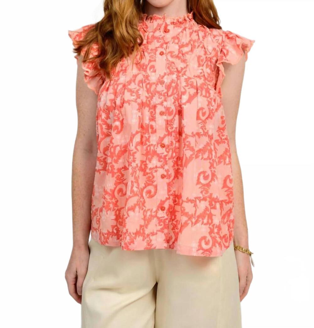 NEW IVY JANE pretty paisley top in coral